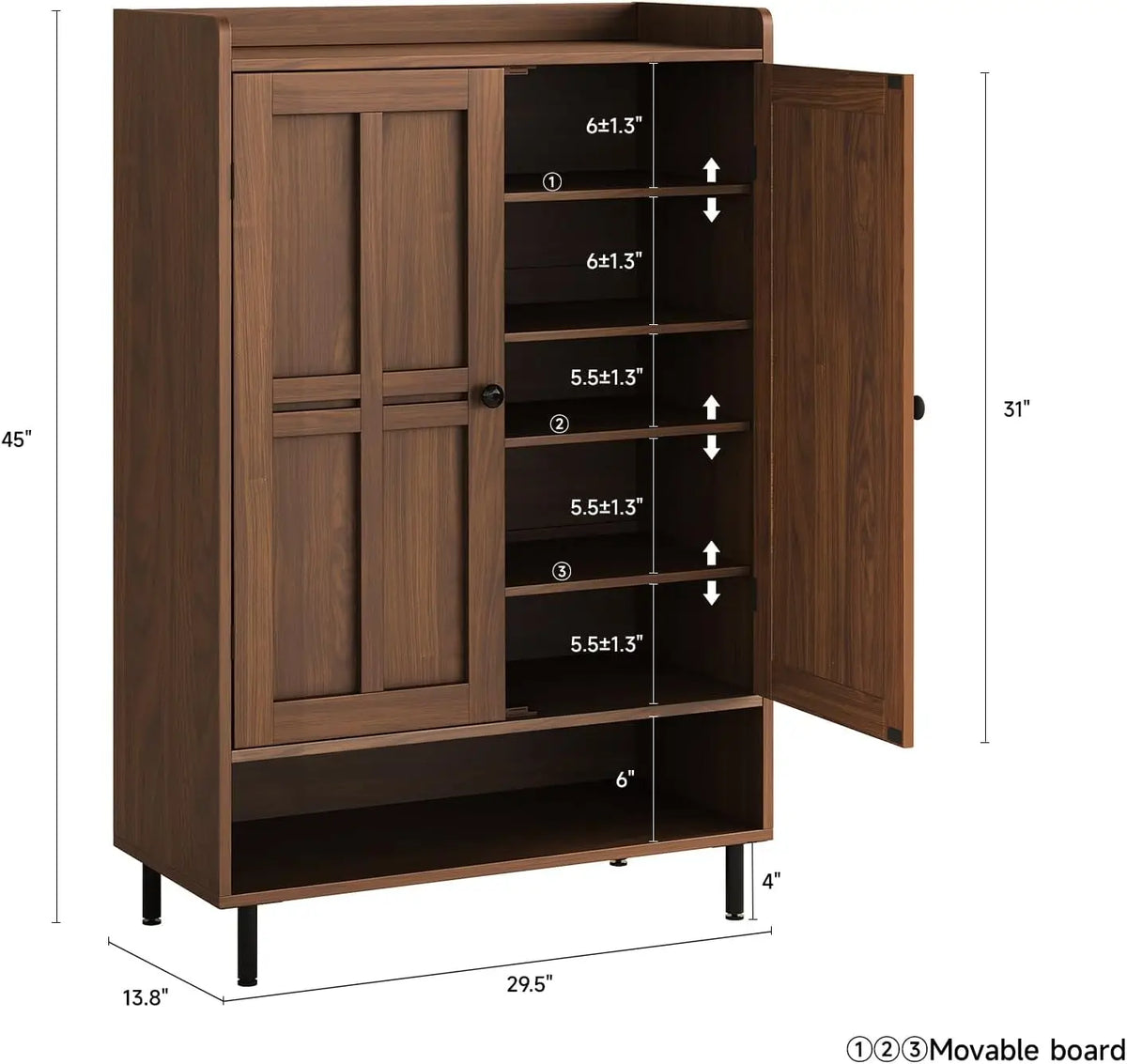 ONBRILL Six Tier Shoe Storage Cabinet With Adjustable Shelves
