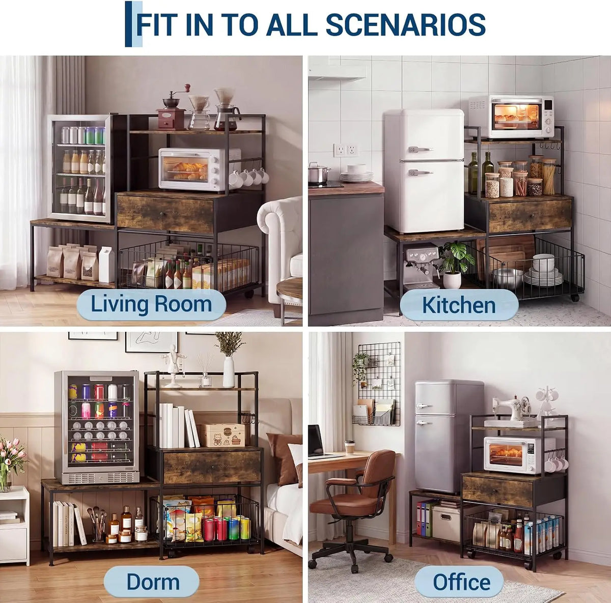 Garvee Premium Mini Fridge Stand With Metal Storage Drawers