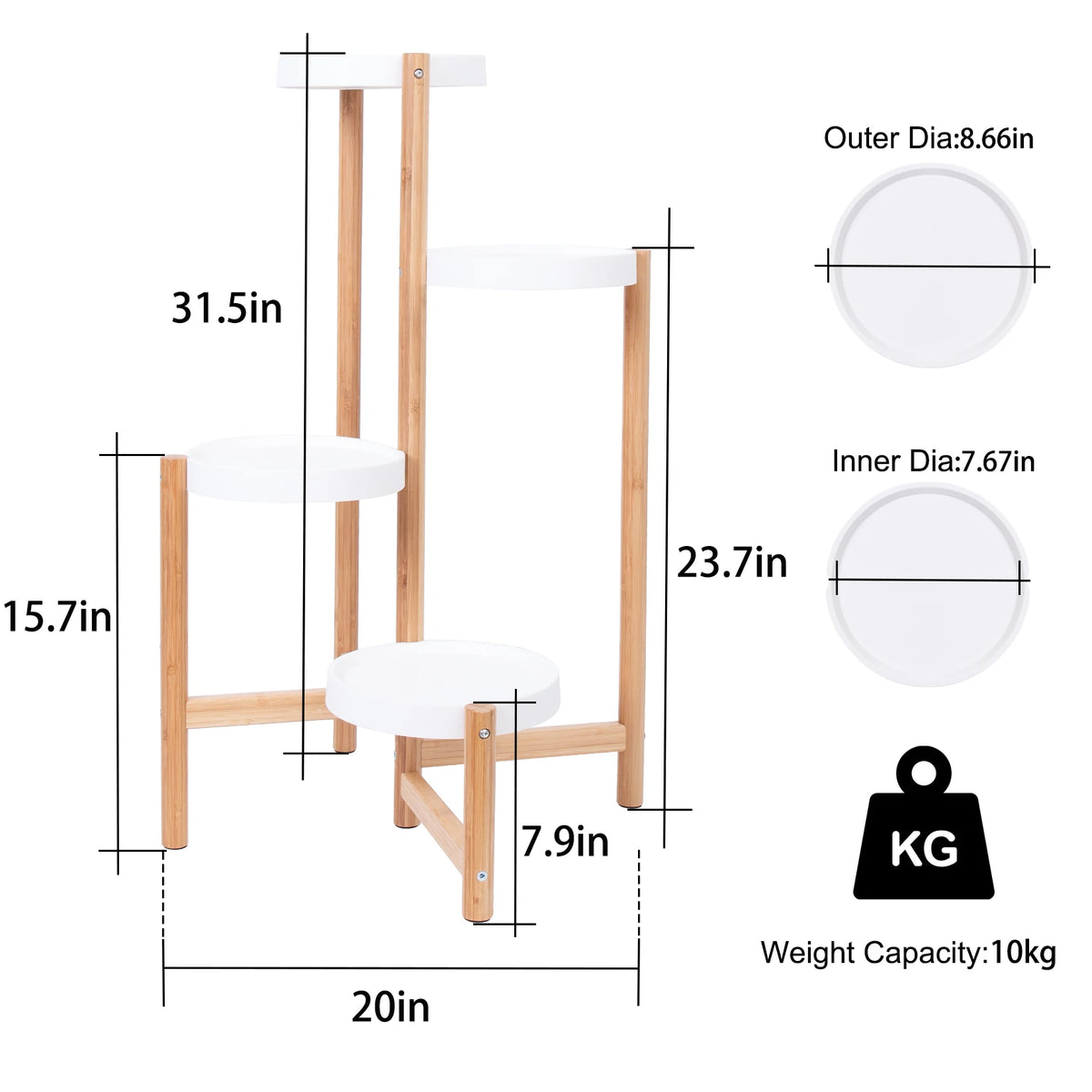 Wisfor 4-Tier Bamboo Plant Display Shelf Stand For Home Decor