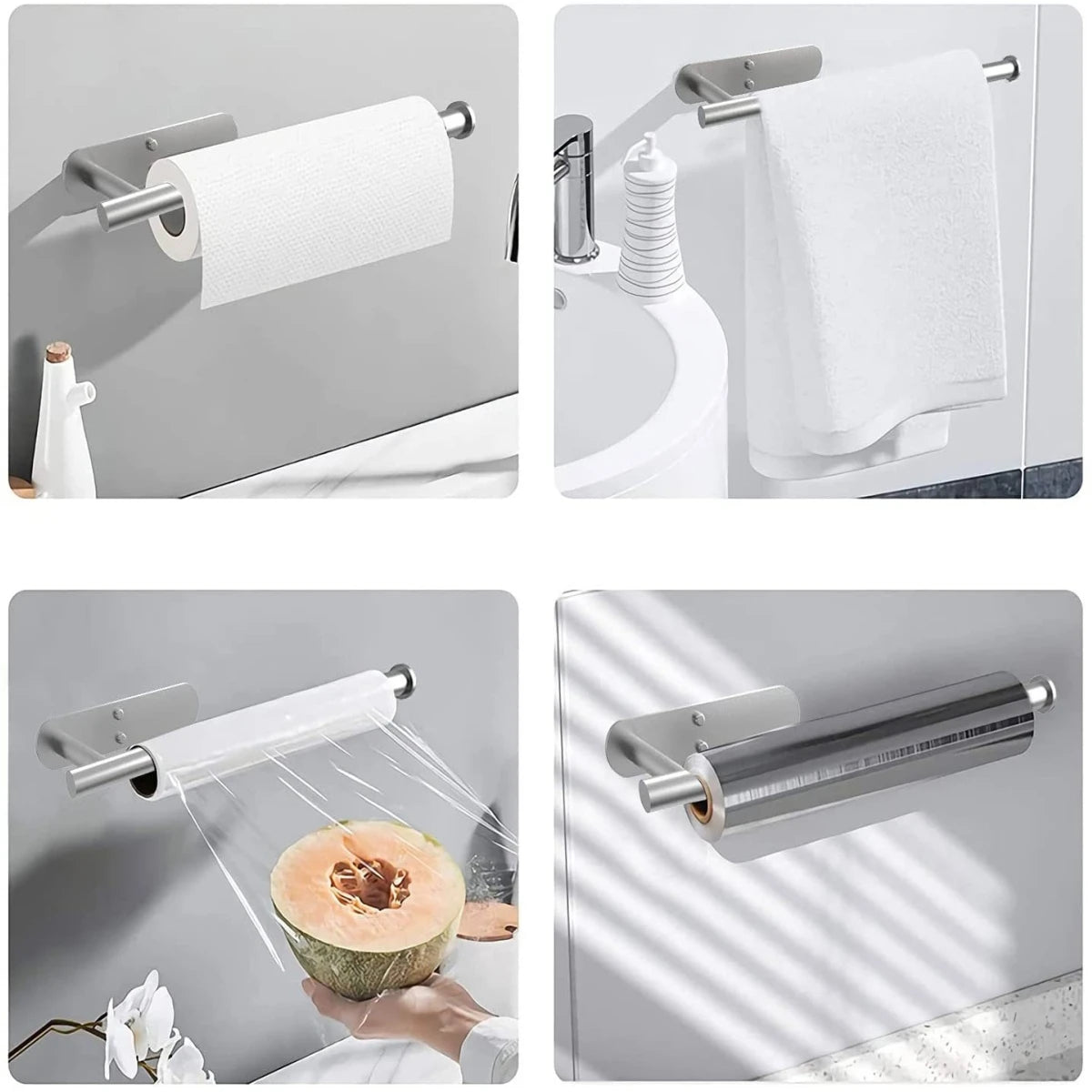 Adhesive Roll Paper Holder Kitchen Bathroom Organizer