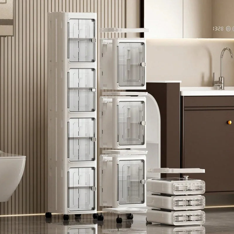 Slim Foldable Five Tier Bathroom Storage Cabinet Organizer