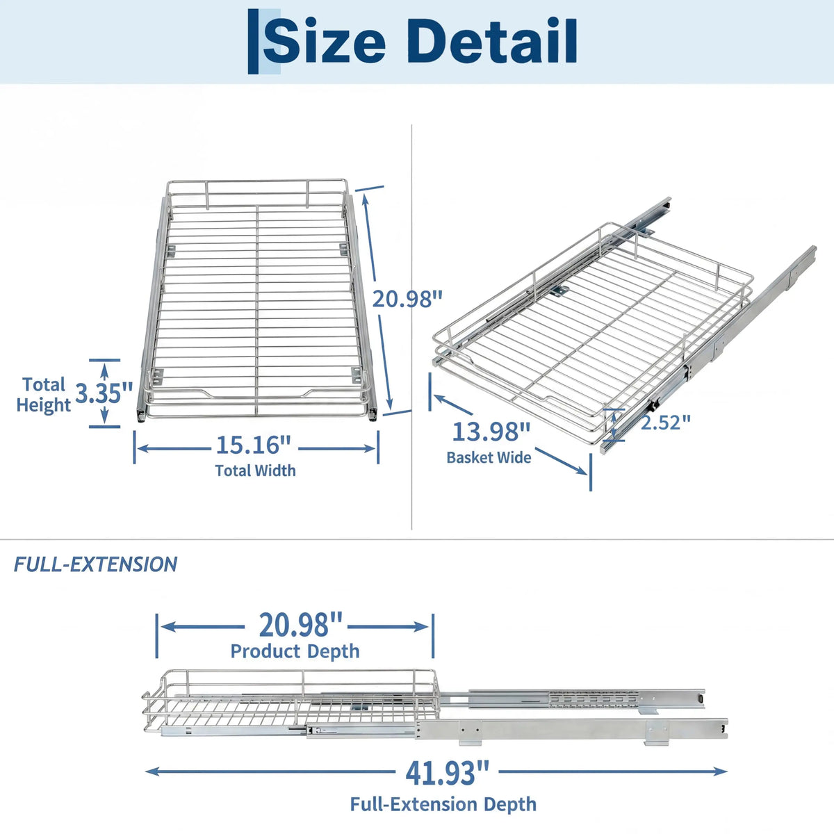 HiMISS Stainless Steel Pull Out Cabinet Organizer For Kitchen