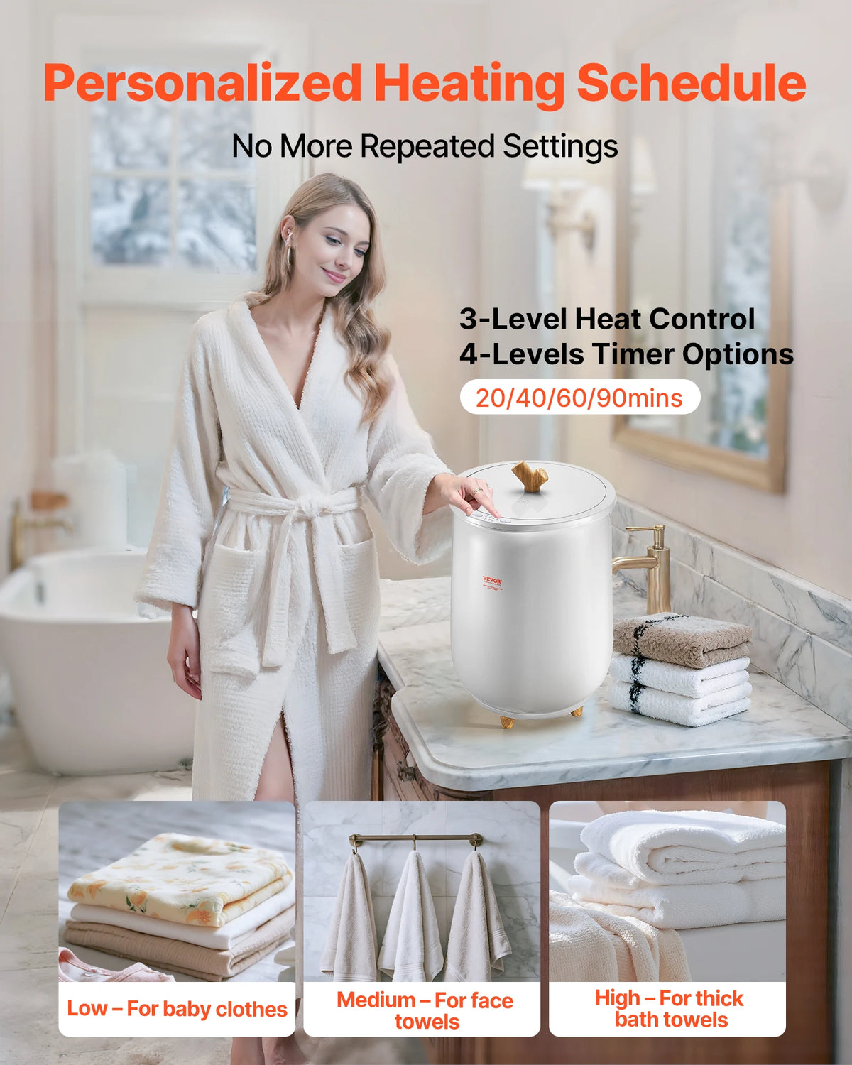 SucceBuy Heated Towel Warmer Bucket With Automatic Temperature Settings
