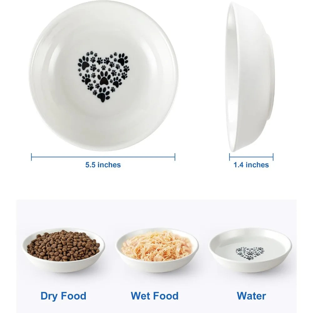 Shallow Non Slip Cat Bowl Prevents Whisker Fatigue Effectively