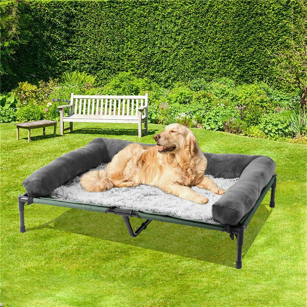 BORWART Outdoor Raised Dog Bed With Cooling Breathable Mat Plush