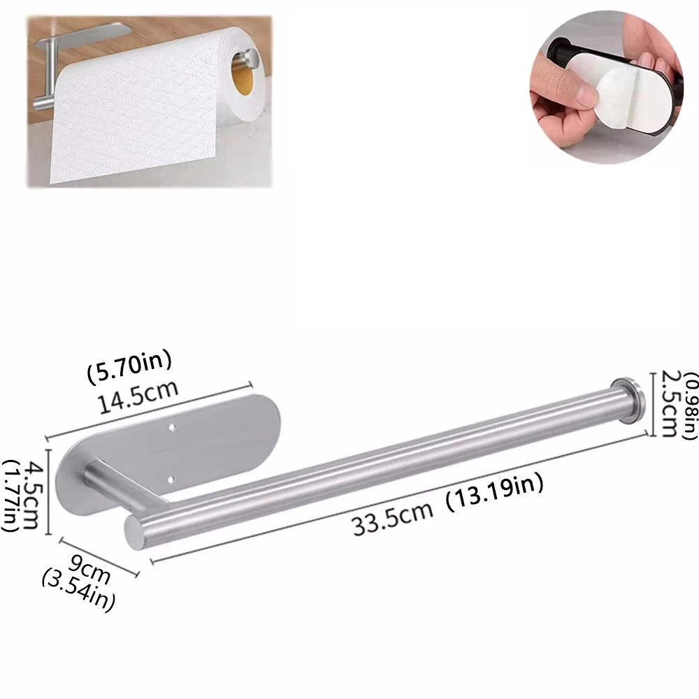Adhesive Roll Paper Holder Kitchen Bathroom Organizer
