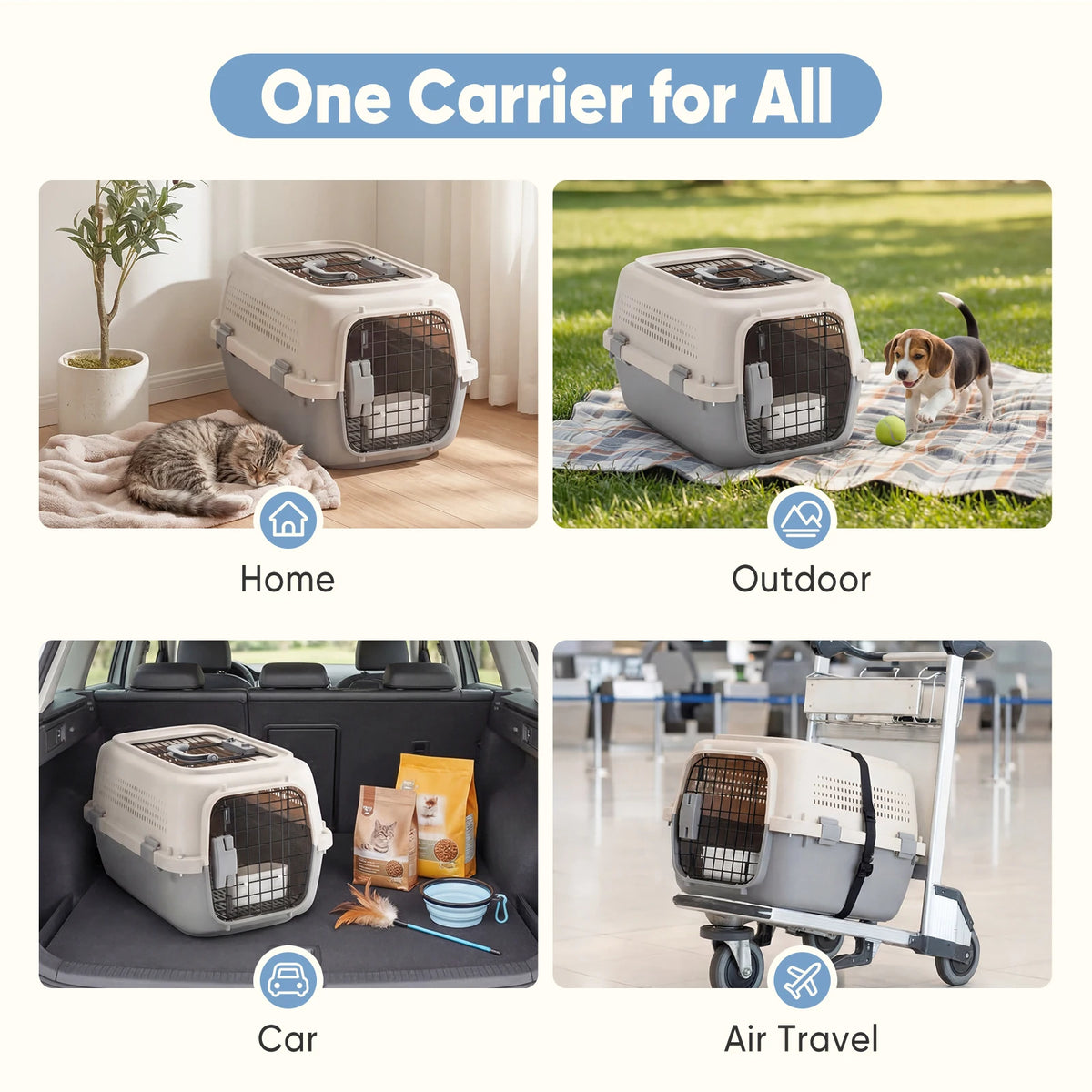 Portable Pet Carrier With Reinforced Security Latches For Pets