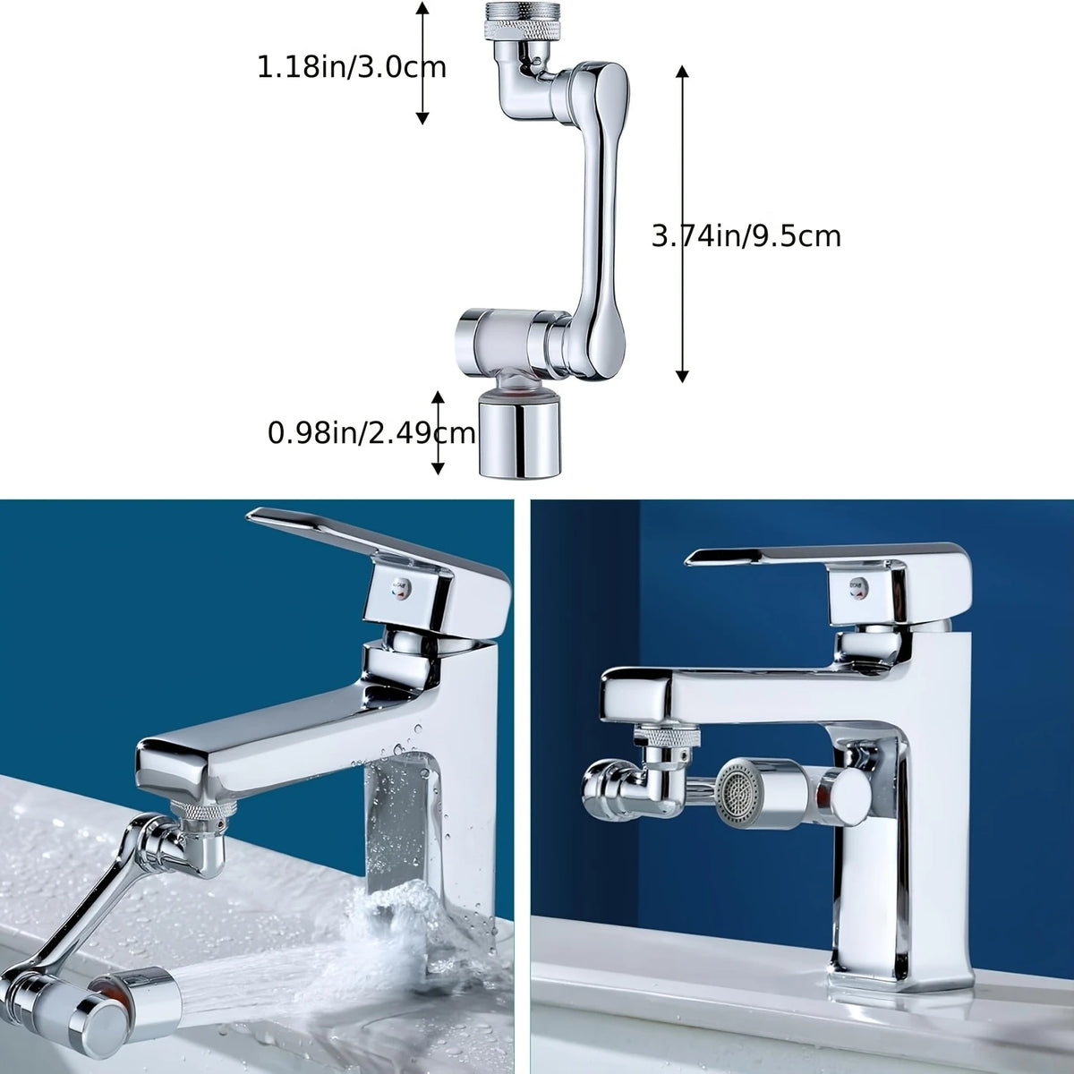 360 Degree Rotate Bathroom Sink Faucet With Spray Function
