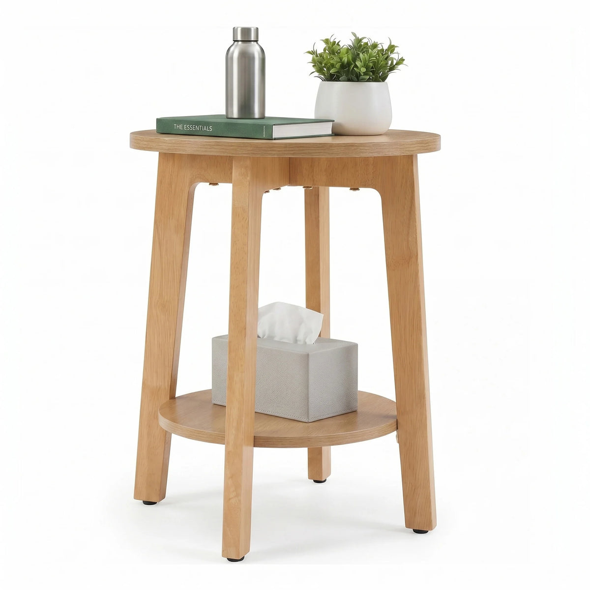 JHK Modern Two Tier Round Coffee Table With Storage Shelf