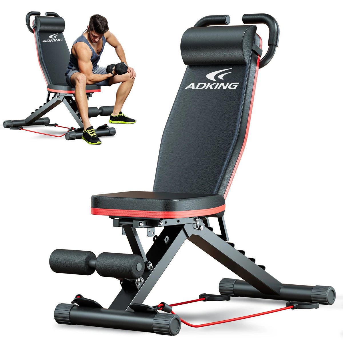 Foldable Weight Bench 1000lbs Capacity Sit Up Assistance Adjustable Home Gym