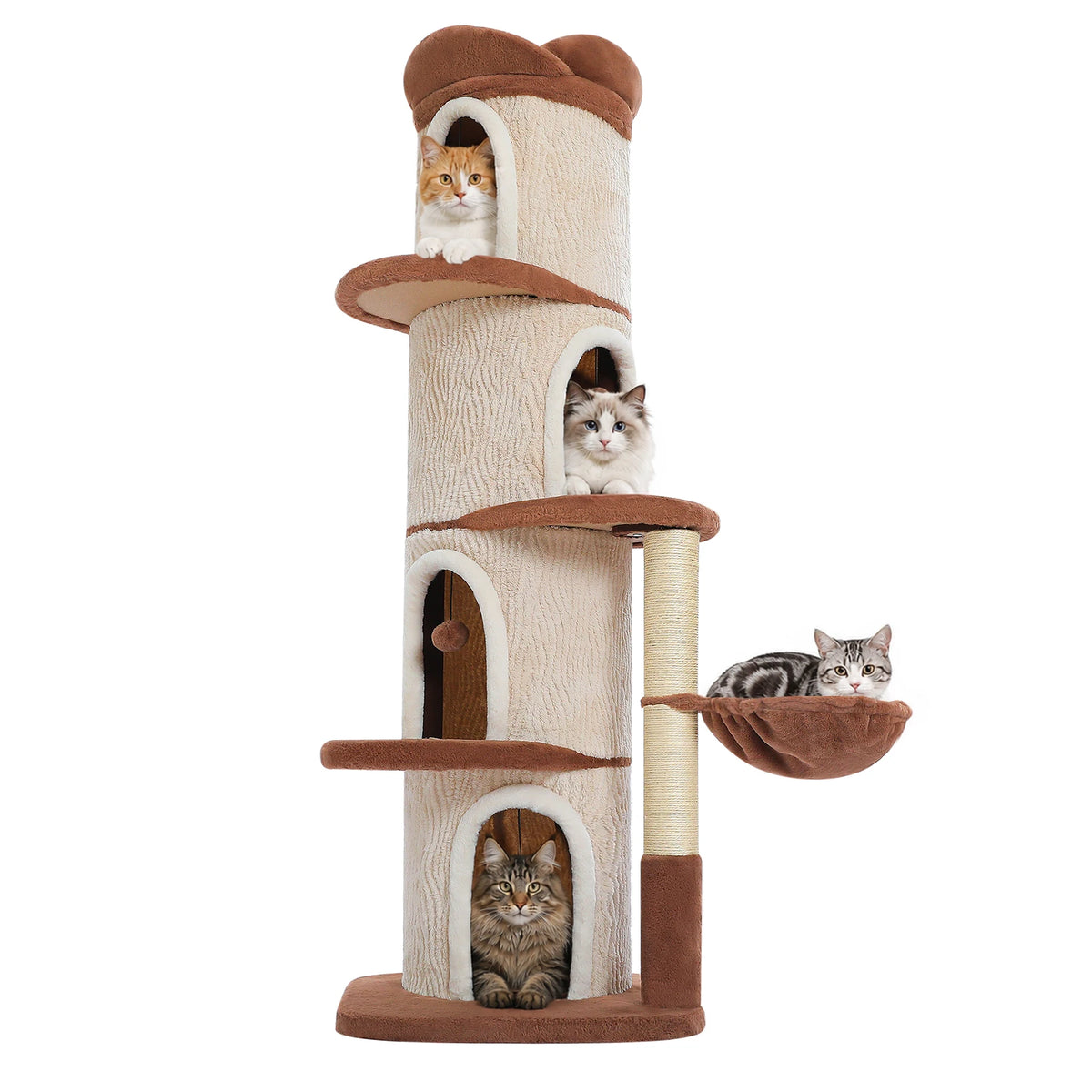 P Indoor Cat Tower With Spacious Condos And Scratching Posts
