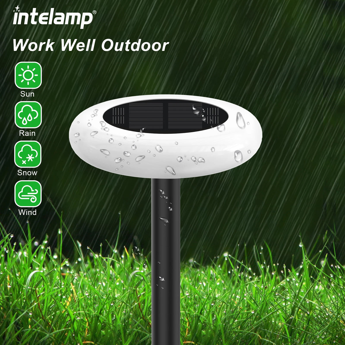 Intelamp Solar Outdoor Lawn Pathway Garden Lights For Walkways