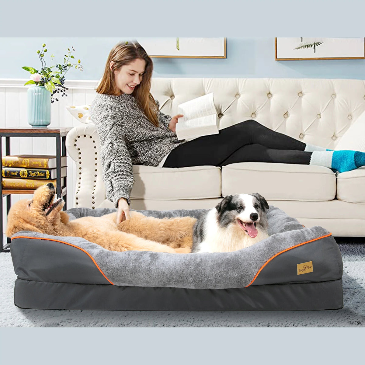 Bingopaw Fleece Dog Bed With Removable Washable Waterproof Cover