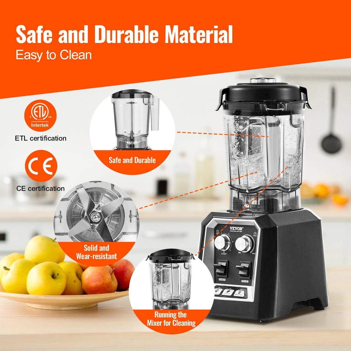 SucceBuy Smoothie Blender With Stainless Steel Blades For Home Kitchen