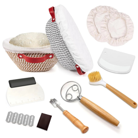Bread Banneton Proofing Basket Set With Lame And Whisk