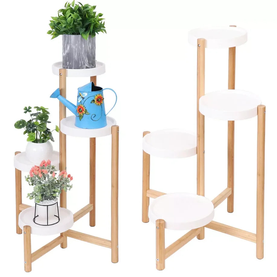 Wisfor 4-Tier Bamboo Plant Display Shelf Stand For Home Decor
