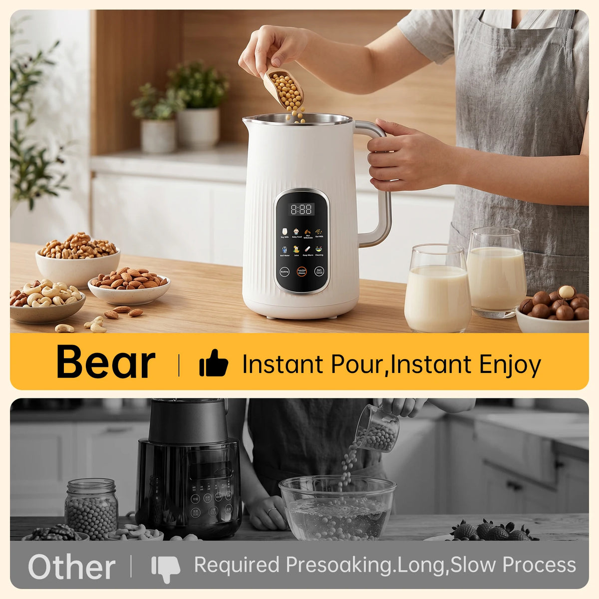 Stainless Steel 8in1 Nut Milk Maker With Self Cleaning