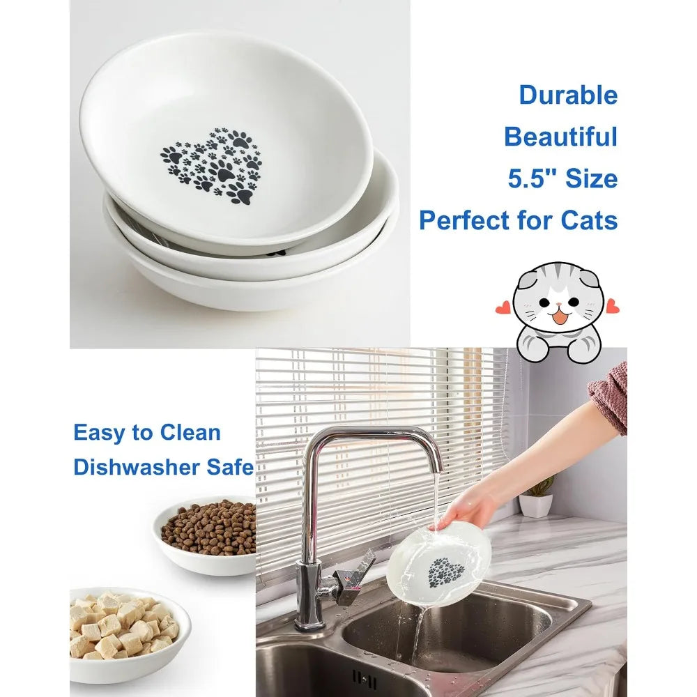 Shallow Non Slip Cat Bowl Prevents Whisker Fatigue Effectively