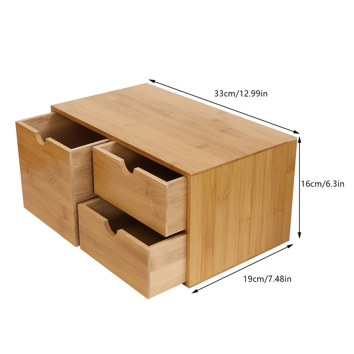 Natural Bamboo Mini Drawer Organizer Chest, Multi Drawer Desktop Storage