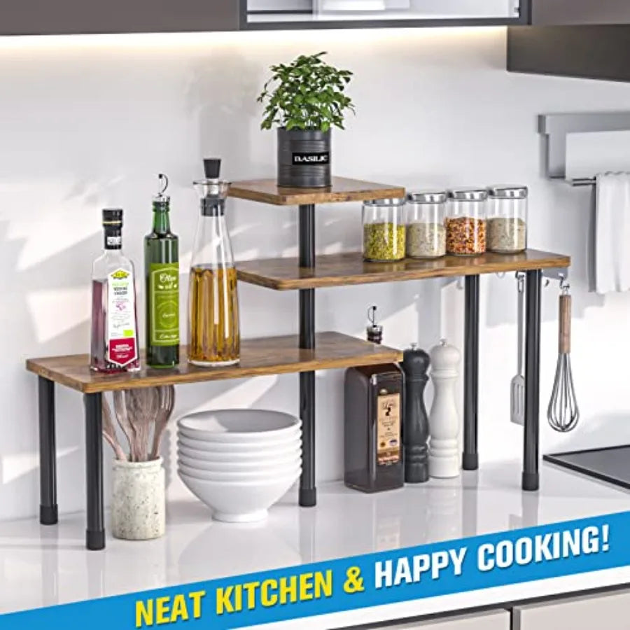 Triple Tier Metal Corner Storage Rack For Kitchen Use