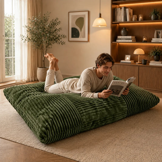 Convertible Bean Bag Chair And Mat With Machine Washable Cover