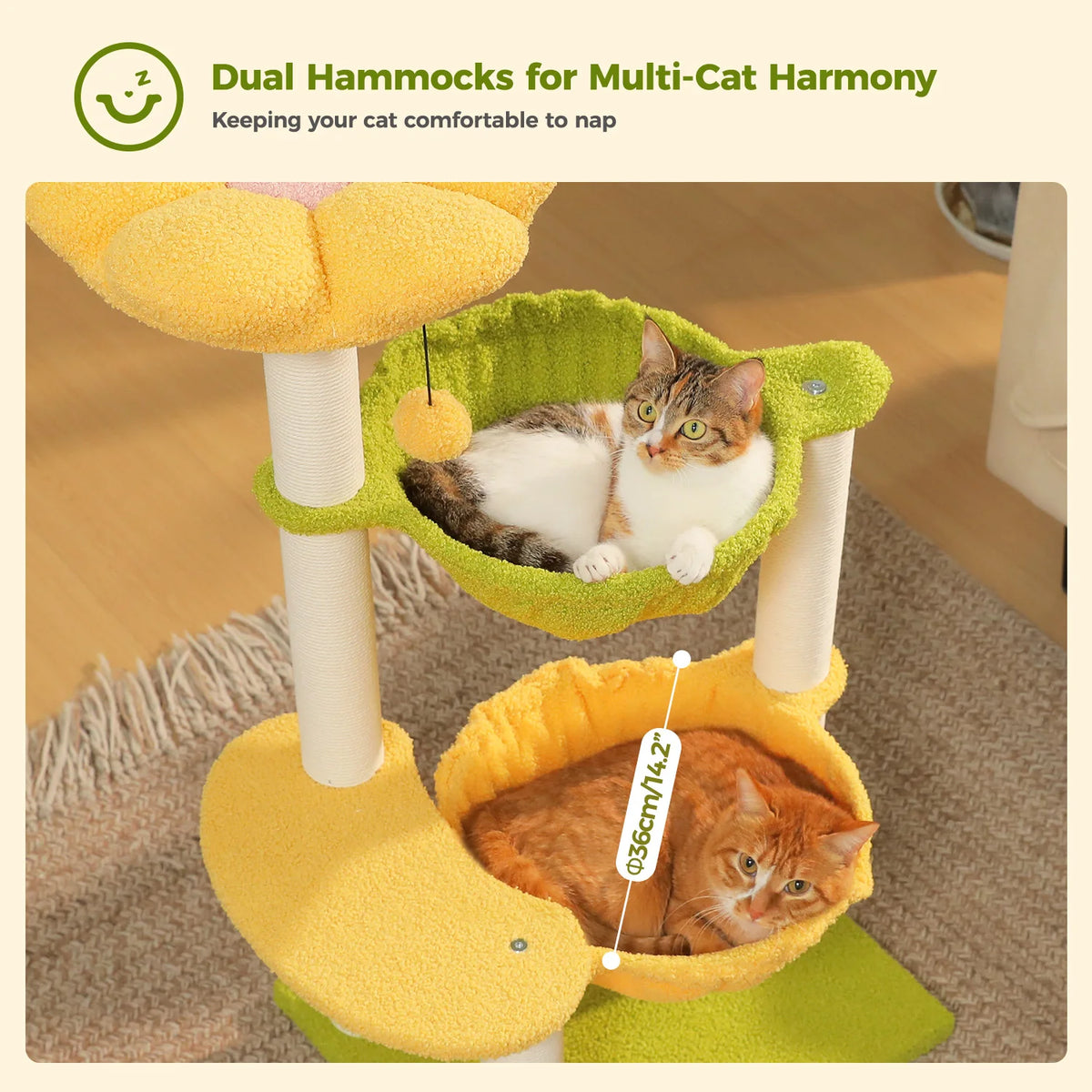 PAWZ Road Flower Cat Tree With Hammocks And Sisal Posts