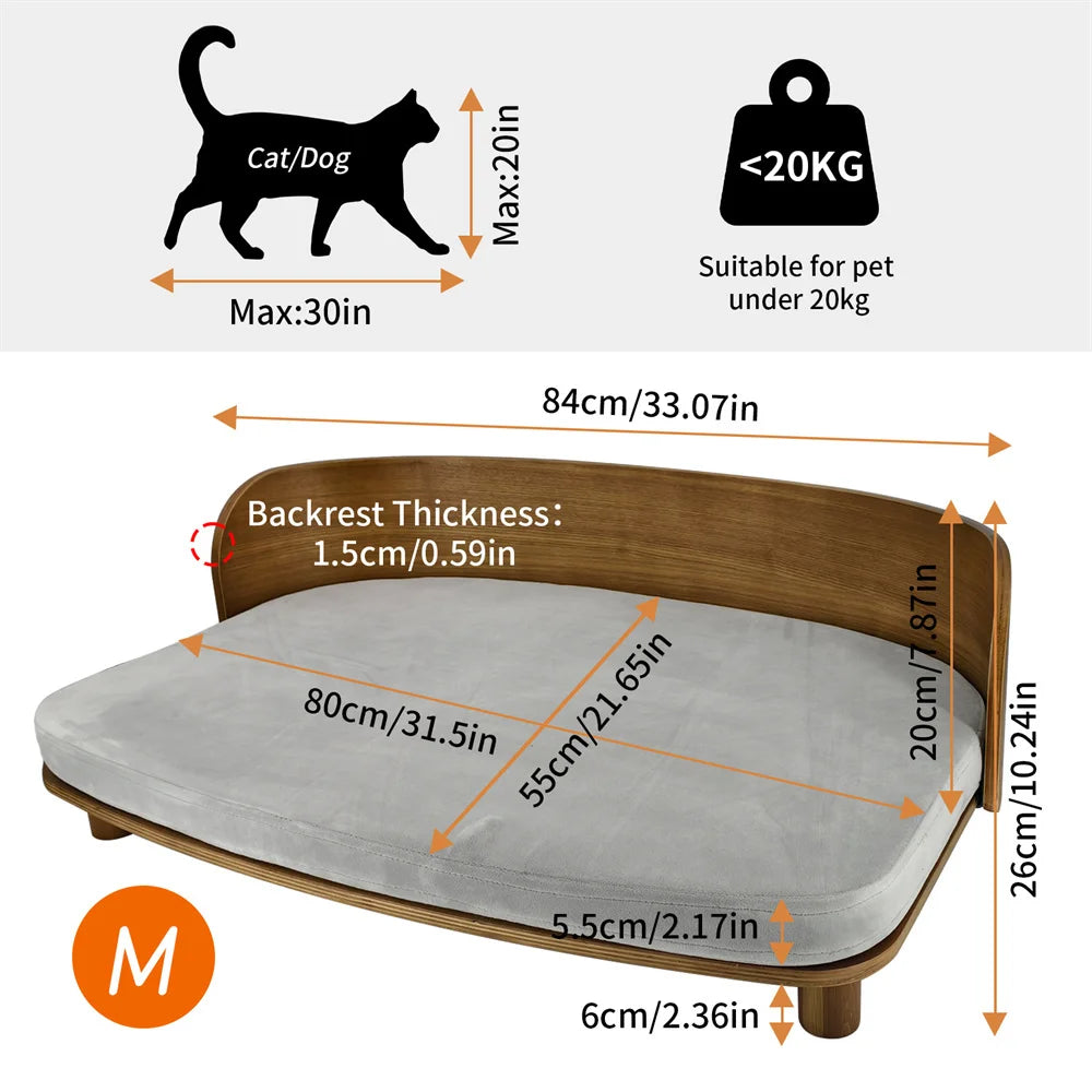 Borwart Elevated Wood Pet Sofa With Cushion For Pets