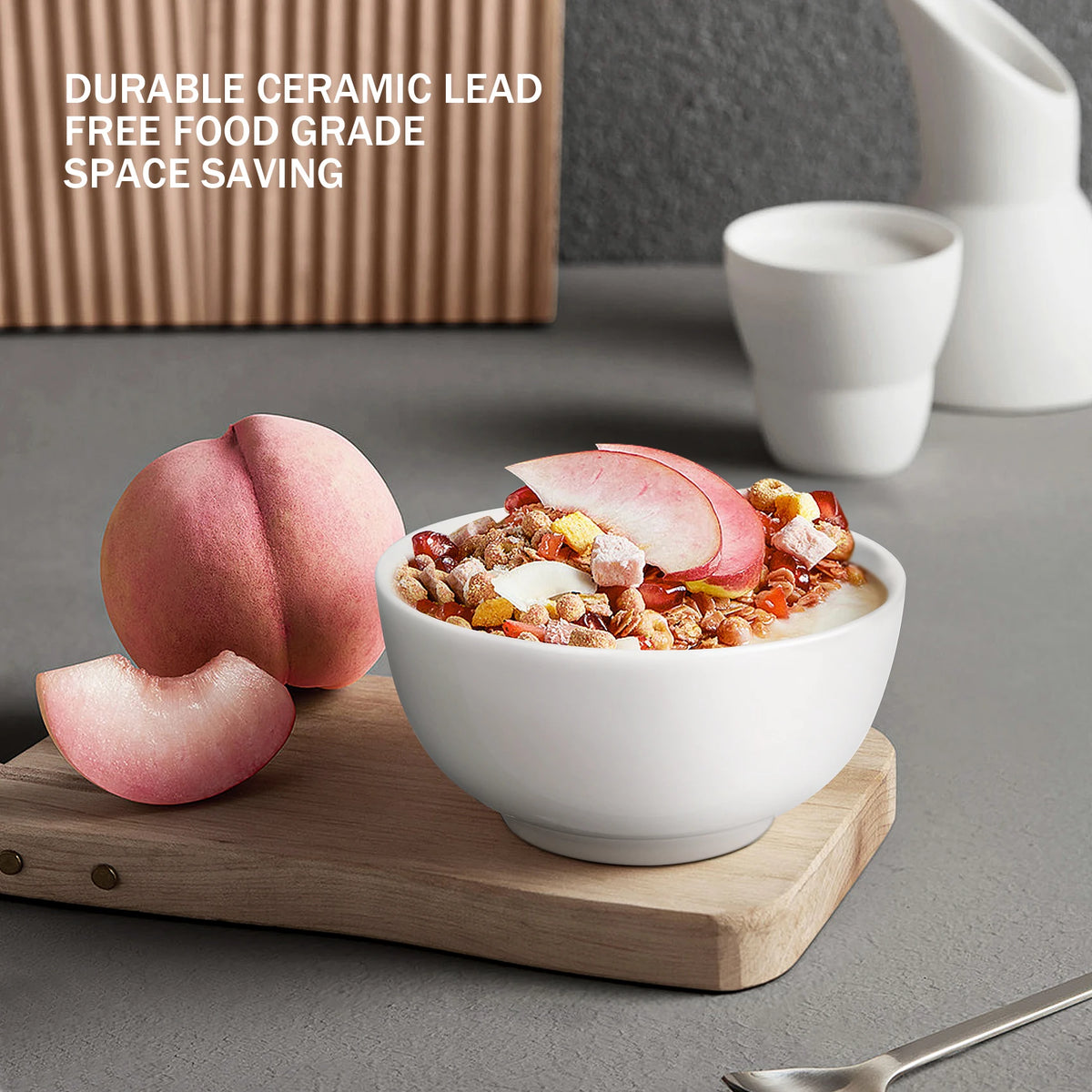 Set of 8 Porcelain Bowls Microwave Dishwasher Safe Cereal Soup