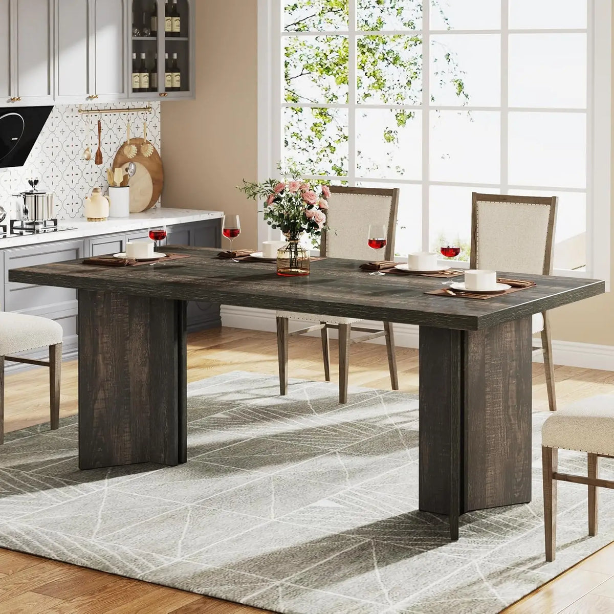 Tribesigns Modern Rectangular Wooden Dining Table for Kitchen Use