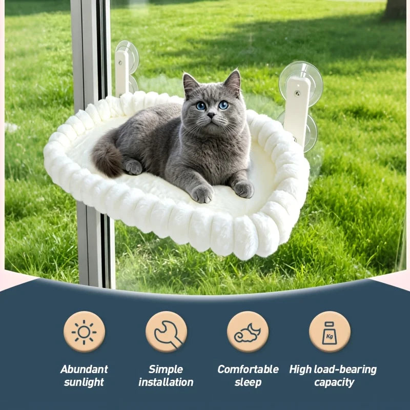 Petfeet Suction Cup Window Cat Bed Foldable Metal Frame Perch