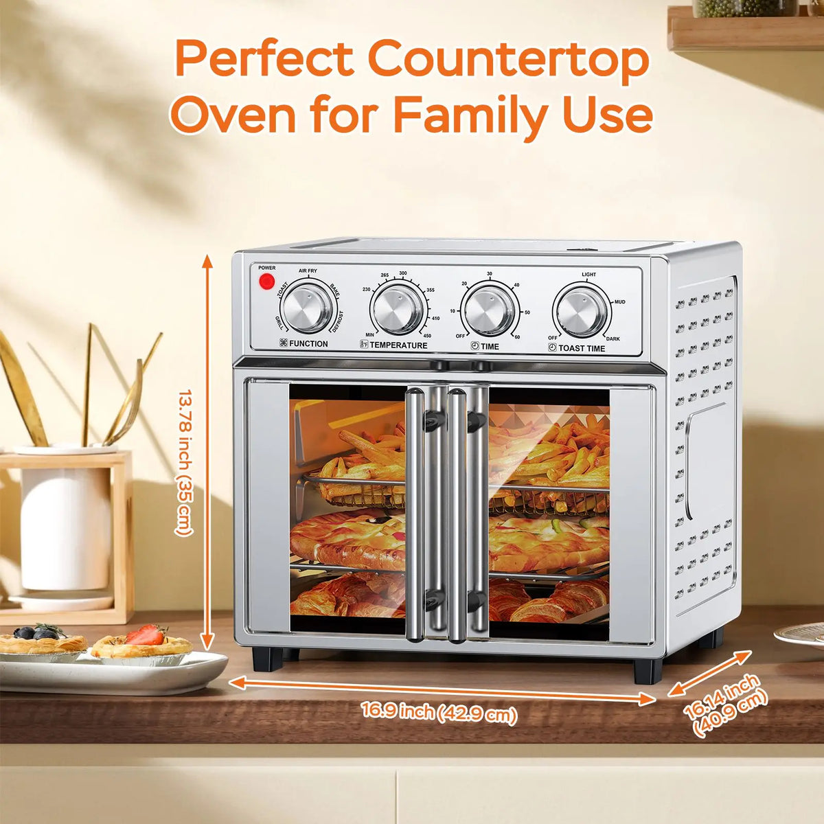 French Door Air Fryer Convection Toaster Oven 1700W Multifunction