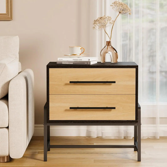 Studyset Farmhouse Nightstand With Wooden Drawers