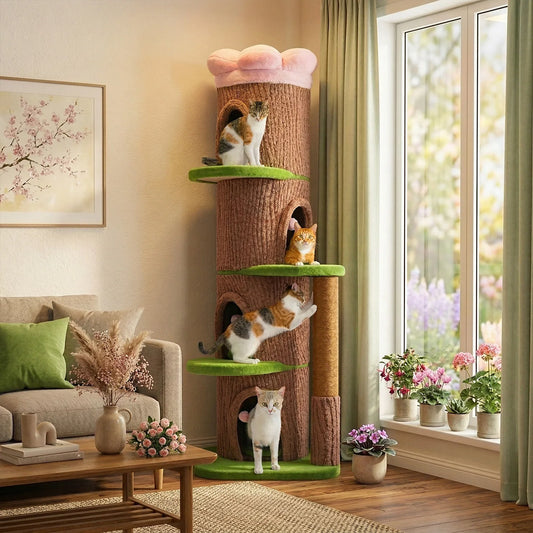 P Indoor Cat Tower With Spacious Condos And Scratching Posts