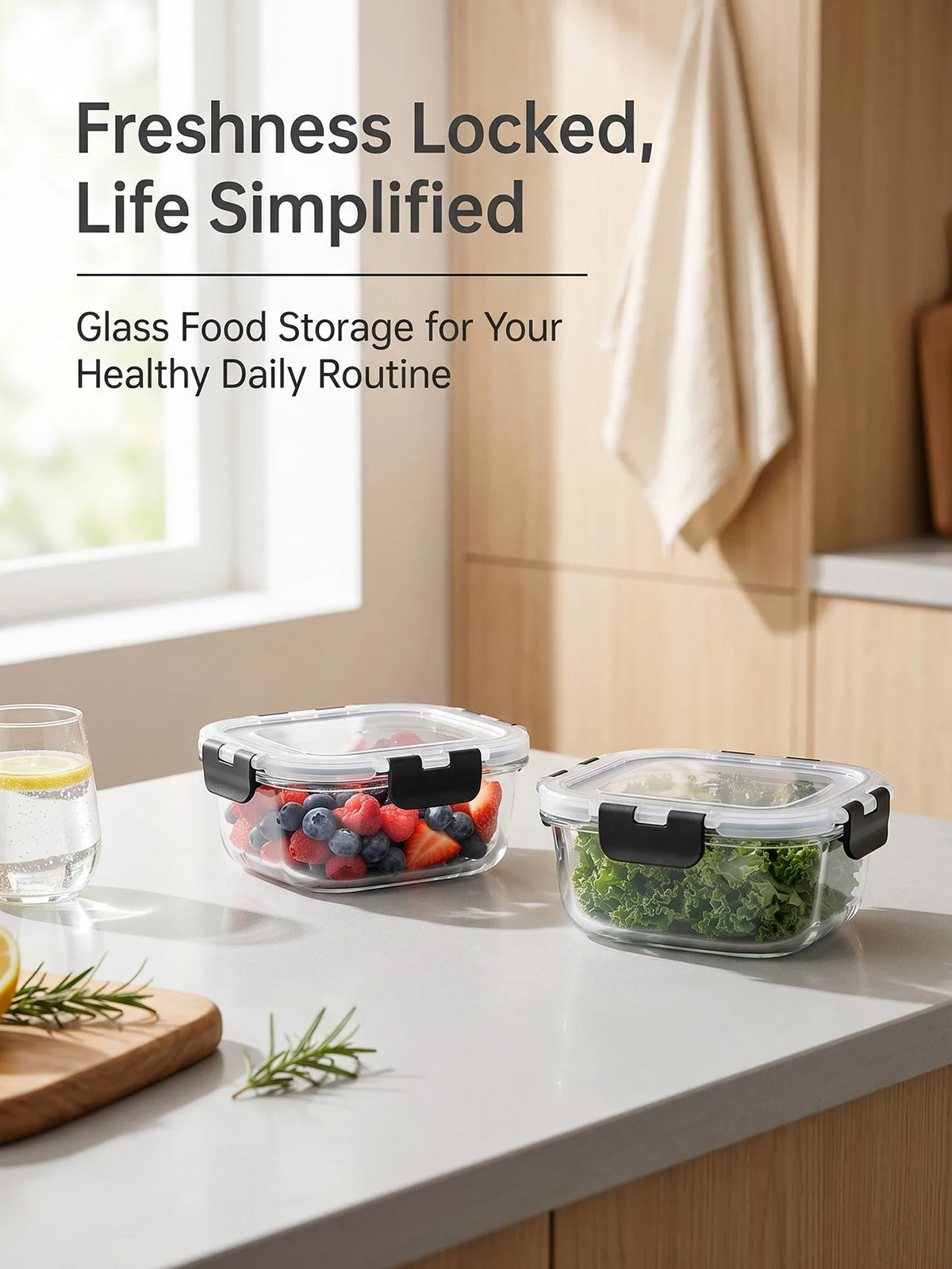 Borosilicate Glass Storage Container Kit With Secure Snap Lock Lids