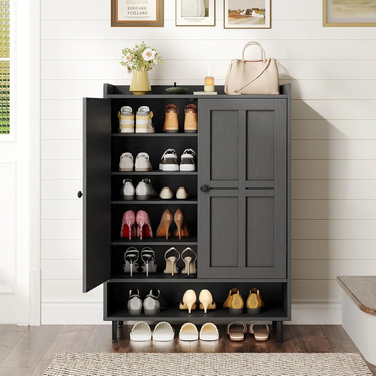 ONBRILL Six Tier Shoe Storage Cabinet With Adjustable Shelves