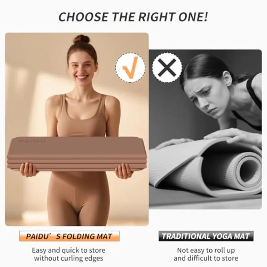 Foldable Yoga Mat Extra Thick Non Slip Thermoplastic Elastomer Portable