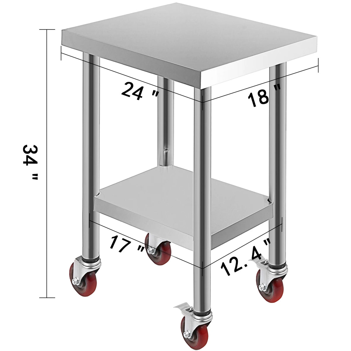 SucceBuy Stainless Steel Kitchen Prep Table With Backsplash