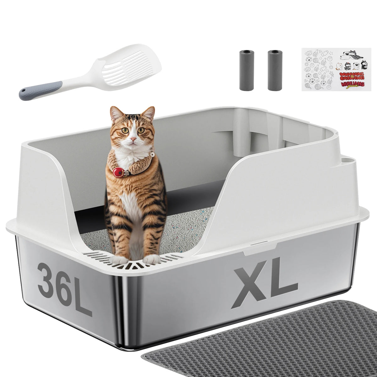 Stainless Steel Cat Litter Box With Splash-Proof Leak-Proof Design