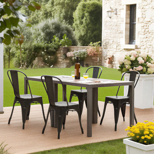 JHK Modern Stackable Metal Patio Dining And Bar Chairs