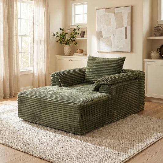 Corduroy Sofa Bed Lounge Chair With Comfortable Seat And Pillows