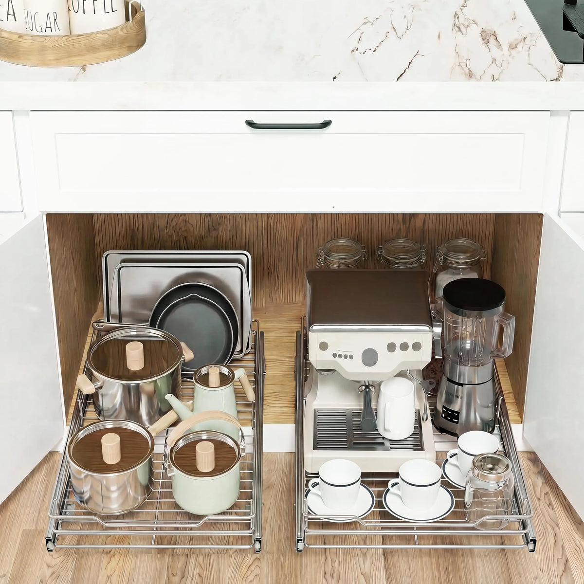 HiMISS Stainless Steel Pull Out Cabinet Organizer For Kitchen