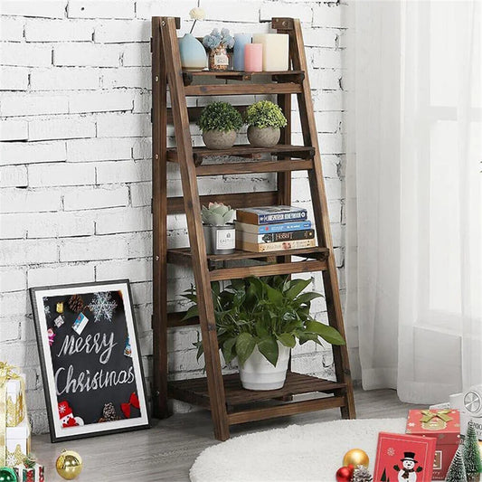 Folding Four Tier Ladder Shelf For Living Room Display
