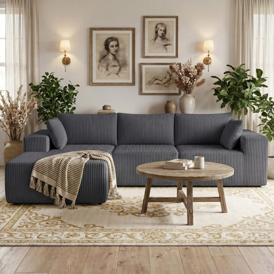 JHK Modern L-Shaped Sofa With Lumbar Support And Deep Seat