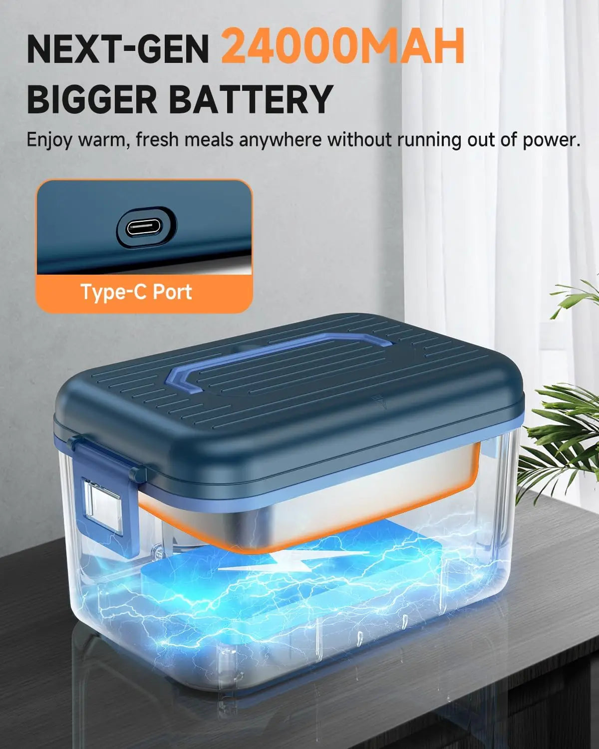 Rechargeable Cordless Electric Heated Lunch Box For Portable Meal Storage