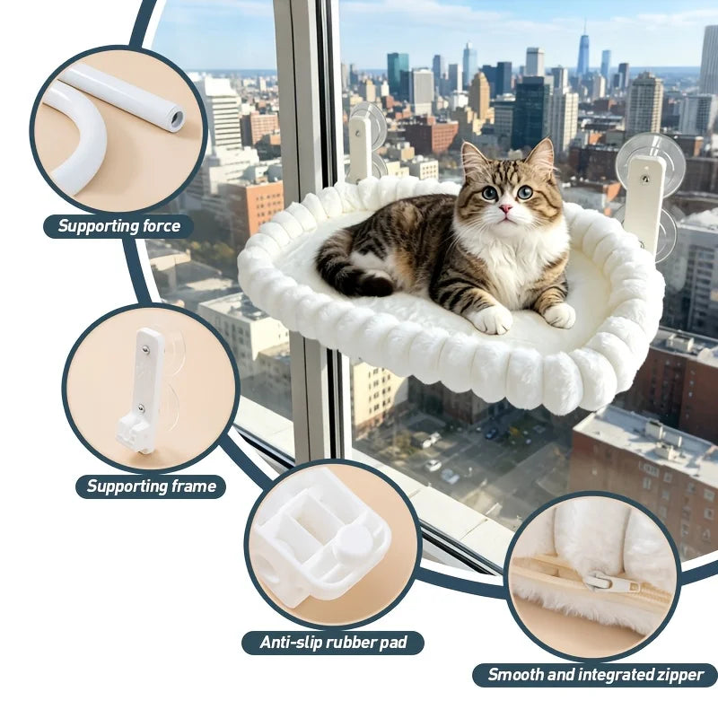 Petfeet Suction Cup Window Cat Bed Foldable Metal Frame Perch