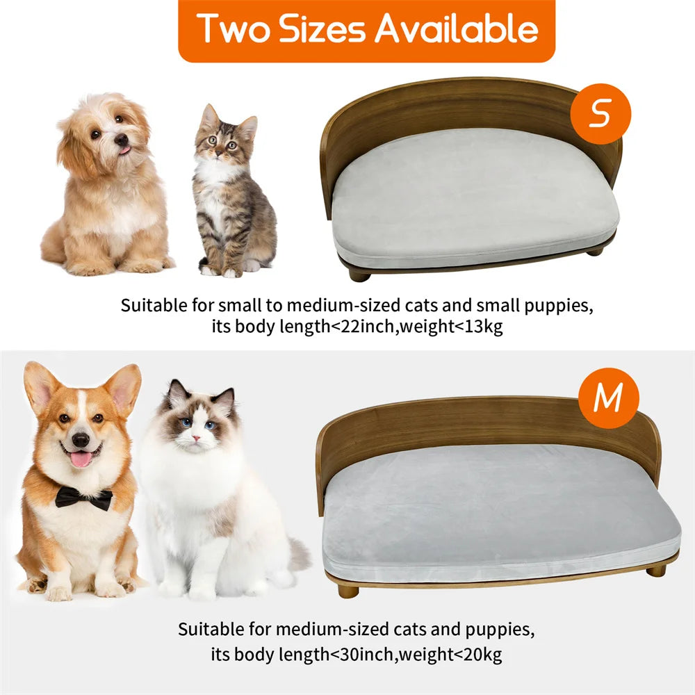 Borwart Elevated Wood Pet Sofa With Cushion For Pets