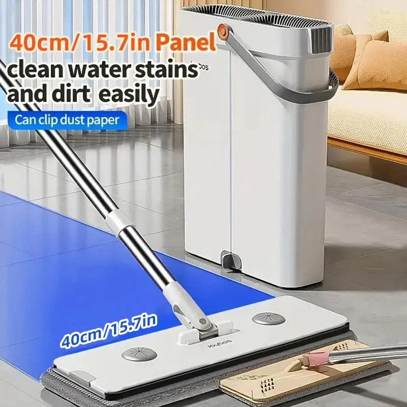 Joybos Flat Mop And Bucket System With Two Microfiber Pads