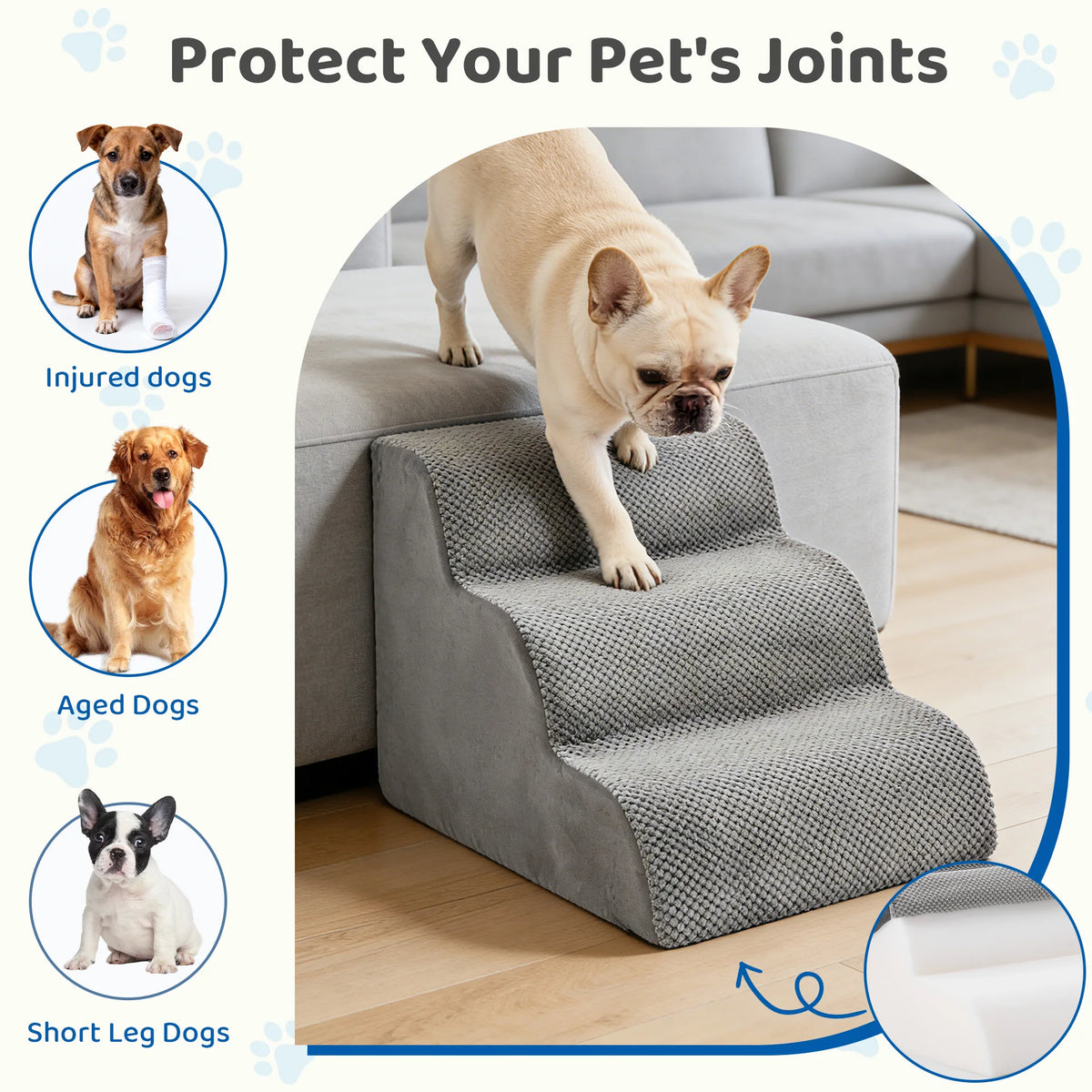 Ergonomic Curved Pet Foam Staircase Ramp For Small Canines Indoor