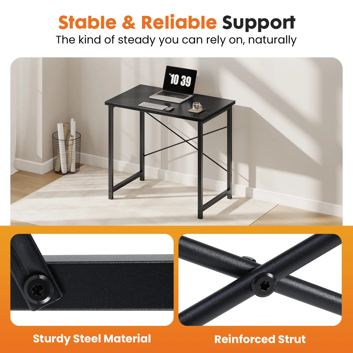 MCQ 31 Inch Standing Office Computer Desk Sturdy Metal Frame