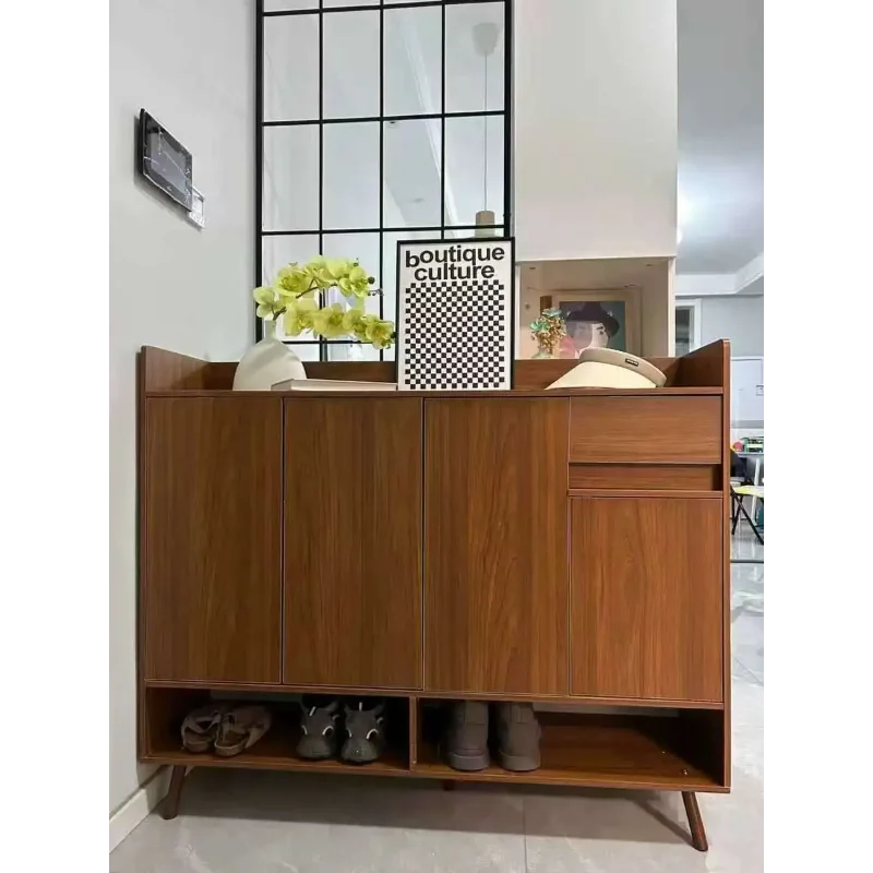 MoYu Modern Pine Wood Freestanding Shoe Rack Cabinet